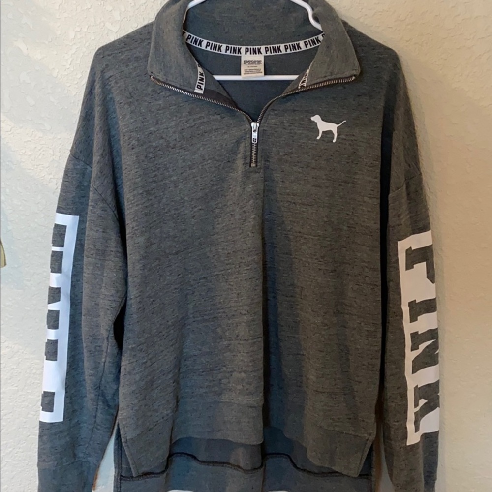 PINK QUARTER ZIP SWEATSHIRT